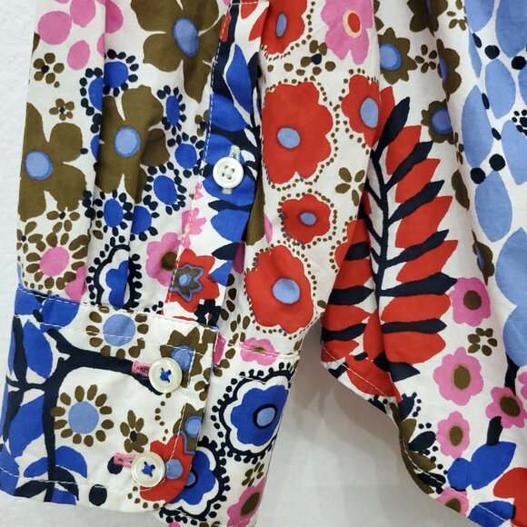 Talbots Classic Casual Button Down Shirt Floral Happy Forest Print Women's Small - Picture 6 of 12